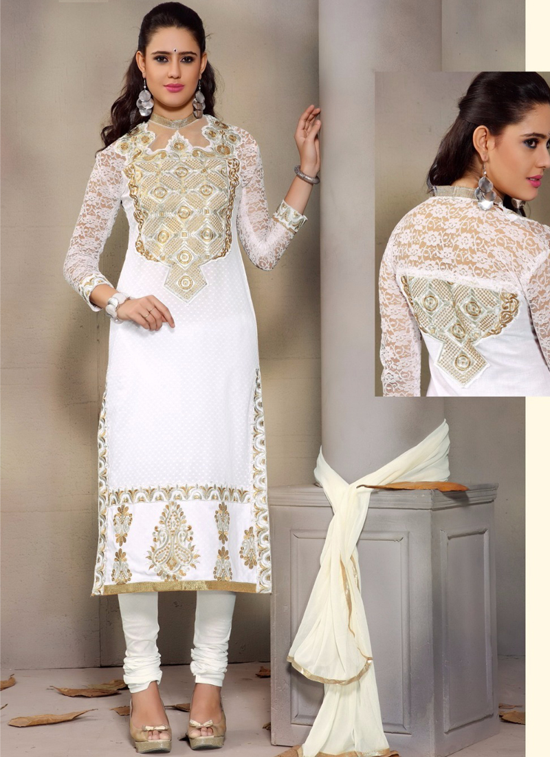 white party wear churidar