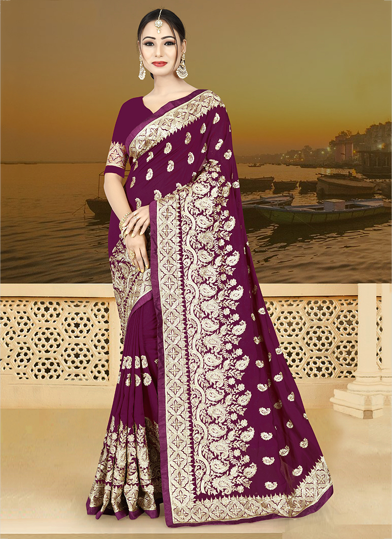 party wear heavy work saree